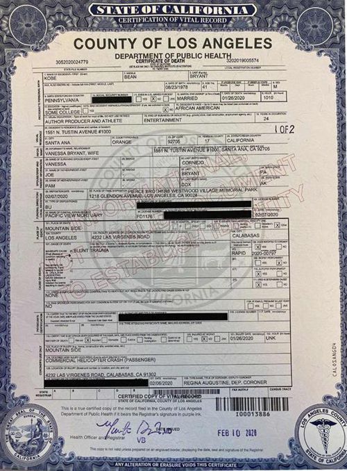 科比和二女儿遗体已安葬 家人为其举办私人葬礼